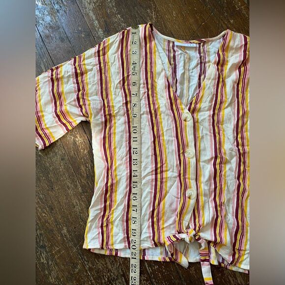 LUQ Pink Orange Neutrals Stripped Crop Top size SM/MD - Picture 6 of 7